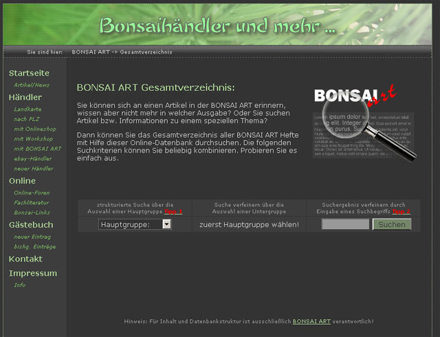 Gesamtverzeichnis BONSAI ART
